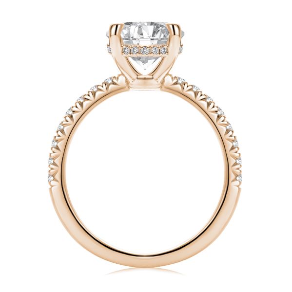 18k Rose Gold 18k Rose Gold Oval And Hidden Halo Diamond Engagement Ring - Front View -  108332 - Thumbnail