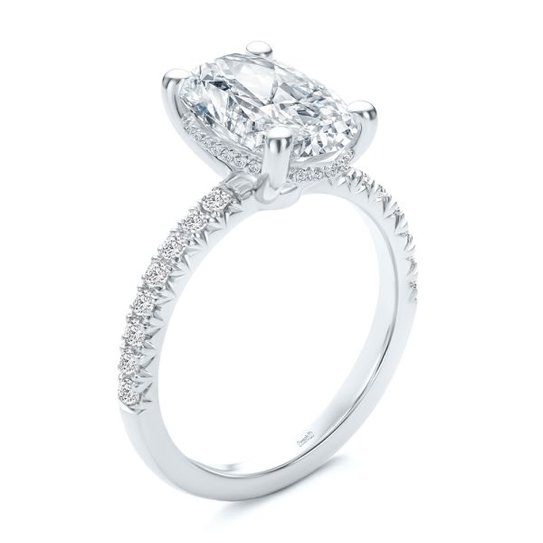 Oval and Hidden Halo Diamond Engagement ring - Image