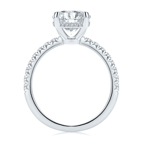 14k White Gold Oval And Hidden Halo Diamond Engagement Ring - Front View -  108332 - Thumbnail