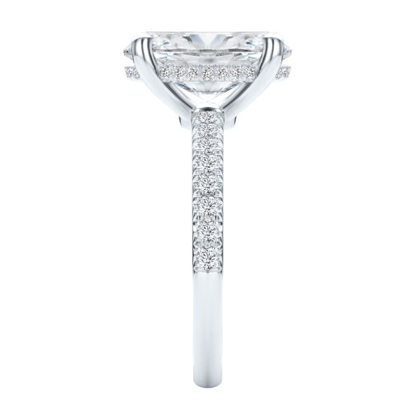 14k White Gold Oval And Hidden Halo Diamond Engagement Ring - Side View -  108332 - Thumbnail
