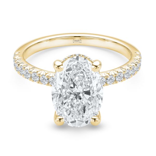 18k Yellow Gold 18k Yellow Gold Oval And Hidden Halo Diamond Engagement Ring - Flat View -  108332 - Thumbnail