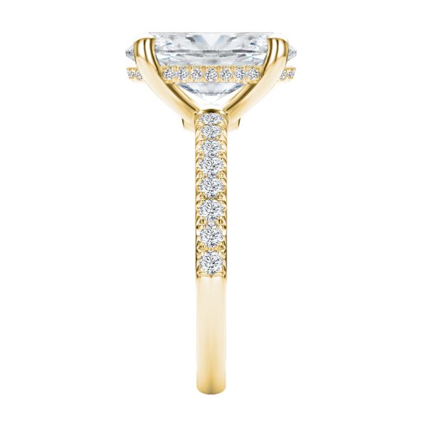 18k Yellow Gold 18k Yellow Gold Oval And Hidden Halo Diamond Engagement Ring - Side View -  108332 - Thumbnail