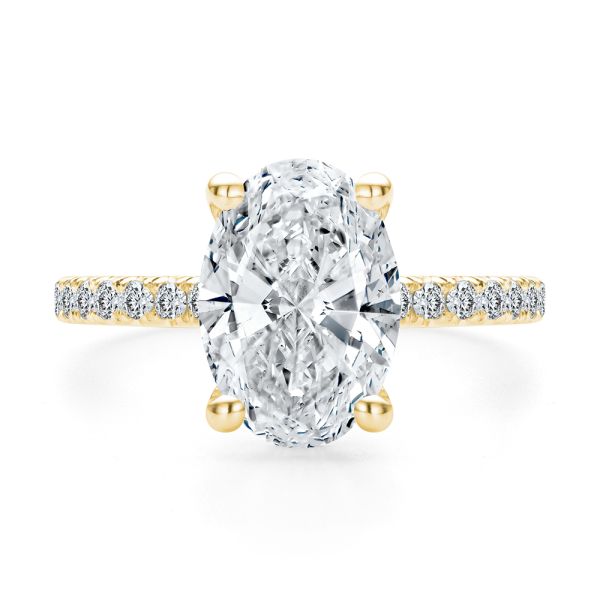 18k Yellow Gold 18k Yellow Gold Oval And Hidden Halo Diamond Engagement Ring - Top View -  108332 - Thumbnail