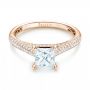 18k Rose Gold 18k Rose Gold Pav Diamond Engagement Ring - Flat View -  103089 - Thumbnail