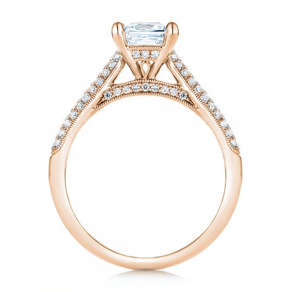 18k Rose Gold 18k Rose Gold Pav Diamond Engagement Ring - Front View -  103089