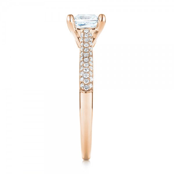 14k Rose Gold 14k Rose Gold Pav Diamond Engagement Ring - Side View -  103089