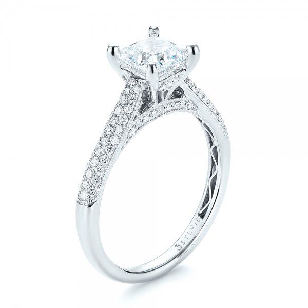  Platinum Platinum Pav Diamond Engagement Ring - Three-Quarter View -  103089