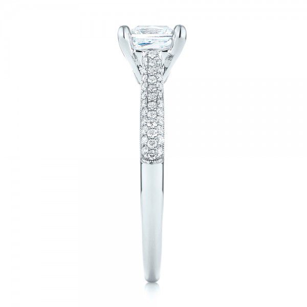 18k White Gold Pav Diamond Engagement Ring - Side View - 103089