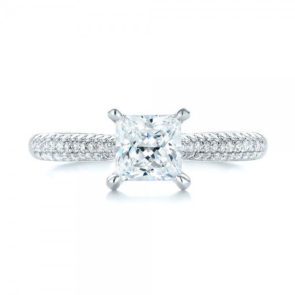 18k White Gold Pav Diamond Engagement Ring - Top View - 103089