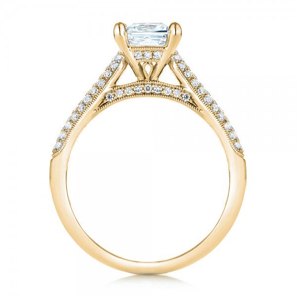 14k Yellow Gold 14k Yellow Gold Pav Diamond Engagement Ring - Front View -  103089