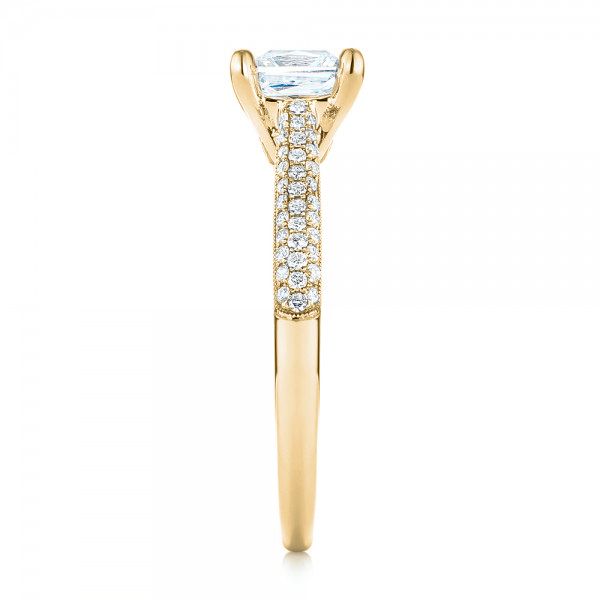 14k Yellow Gold 14k Yellow Gold Pav Diamond Engagement Ring - Side View - 103089