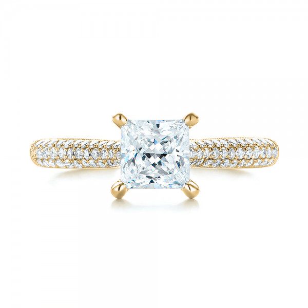 14k Yellow Gold 14k Yellow Gold Pav Diamond Engagement Ring - Top View -  103089