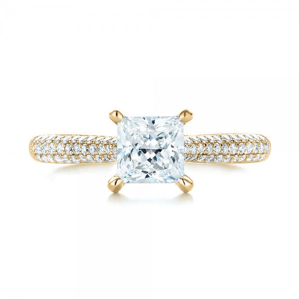 14k Yellow Gold 14k Yellow Gold Pav Diamond Engagement Ring - Top View - 103089