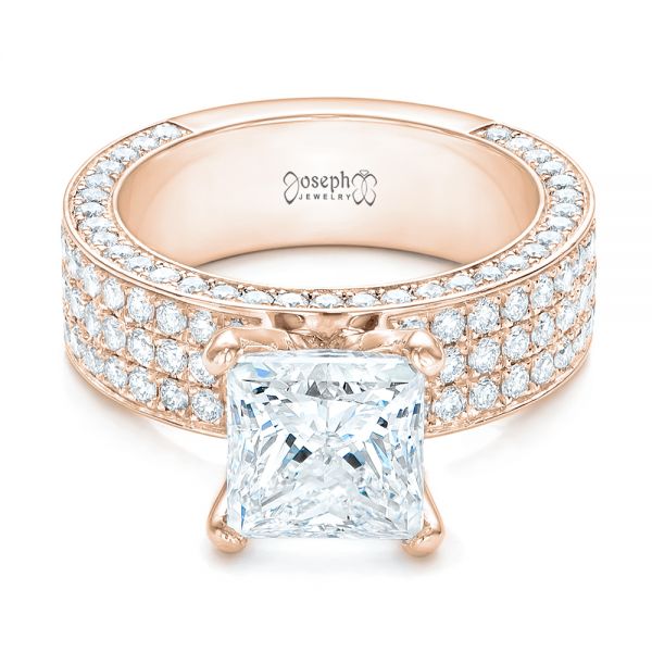 14k Rose Gold 14k Rose Gold Pave Diamond Engagement Ring - Flat View - 102017
