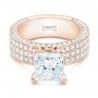 18k Rose Gold 18k Rose Gold Pave Diamond Engagement Ring - Flat View -  102017 - Thumbnail