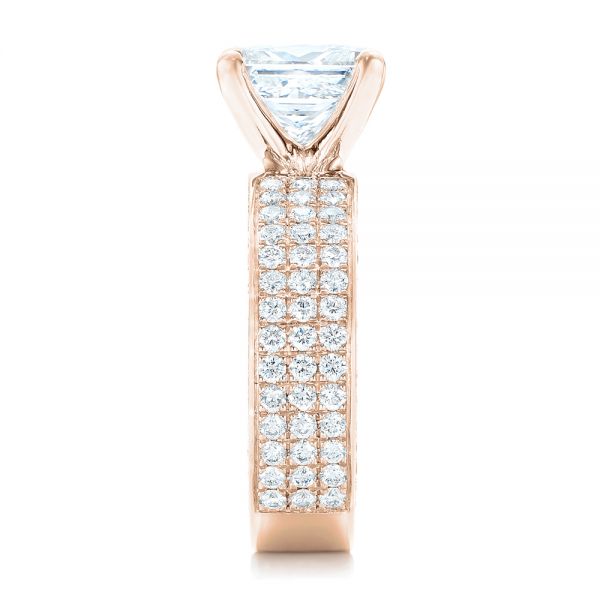 18k Rose Gold 18k Rose Gold Pave Diamond Engagement Ring - Side View -  102017