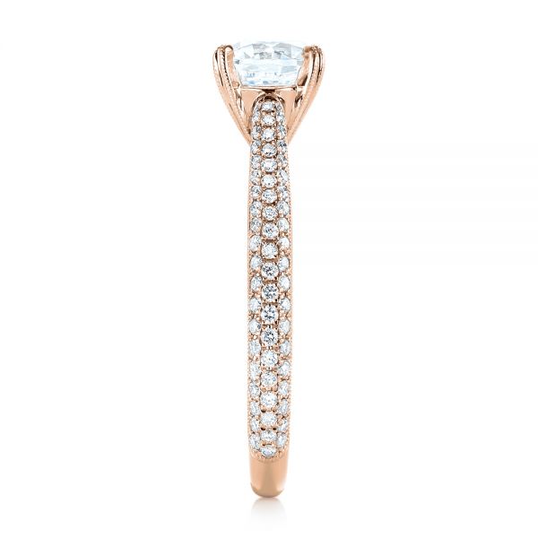 14k Rose Gold 14k Rose Gold Pave Diamond Engagement Ring - Side View -  103829