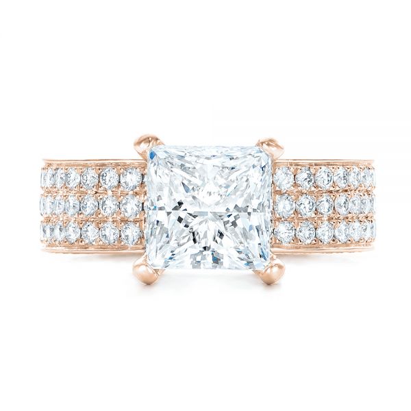 14k Rose Gold 14k Rose Gold Pave Diamond Engagement Ring - Top View -  102017