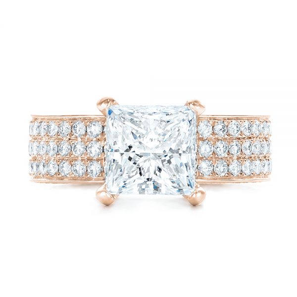 14k Rose Gold 14k Rose Gold Pave Diamond Engagement Ring - Top View - 102017