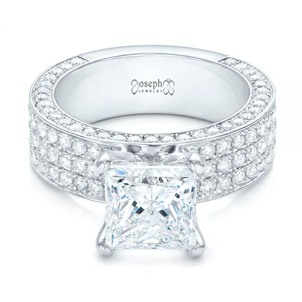  Platinum Pave Diamond Engagement Ring - Flat View -  102017