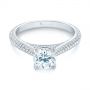 18k White Gold Pave Diamond Engagement Ring - Flat View -  103829 - Thumbnail