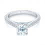 18k White Gold Pave Diamond Engagement Ring - Flat View -  103829 - Thumbnail