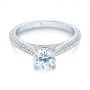 14k White Gold 14k White Gold Pave Diamond Engagement Ring - Flat View -  103829 - Thumbnail