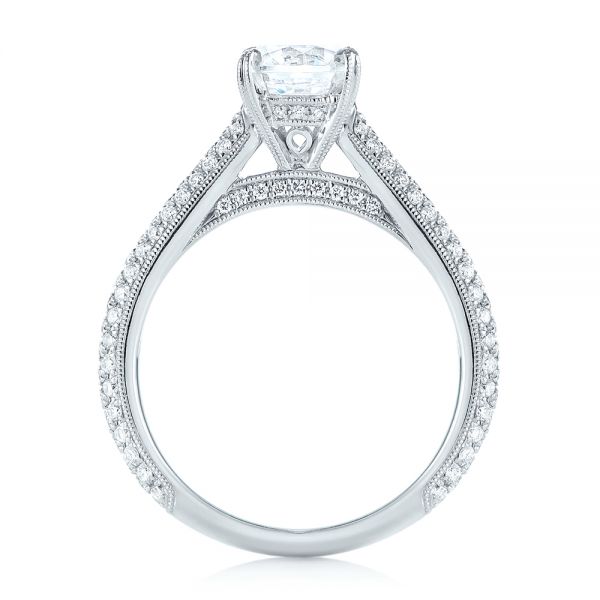 18k White Gold Pave Diamond Engagement Ring - Front View -  103829