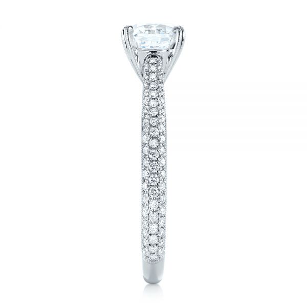18k White Gold Pave Diamond Engagement Ring - Side View -  103829