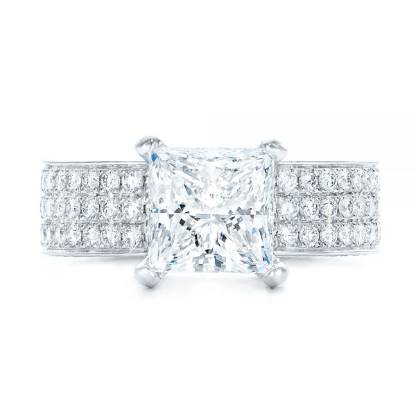  Platinum Pave Diamond Engagement Ring - Top View -  102017