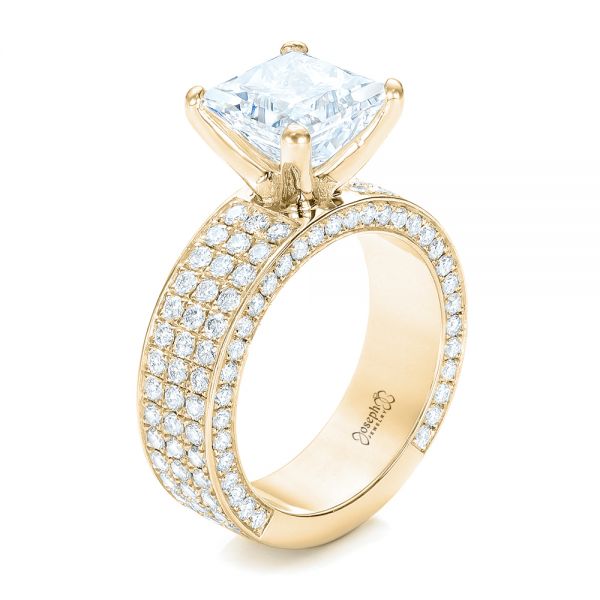 14k Yellow Gold 14k Yellow Gold Pave Diamond Engagement Ring - Three-Quarter View -  102017