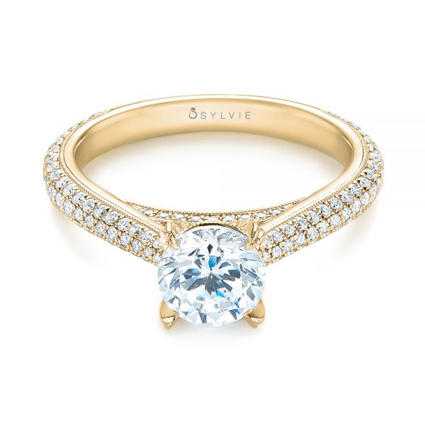 14k Yellow Gold 14k Yellow Gold Pave Diamond Engagement Ring - Flat View - 103829
