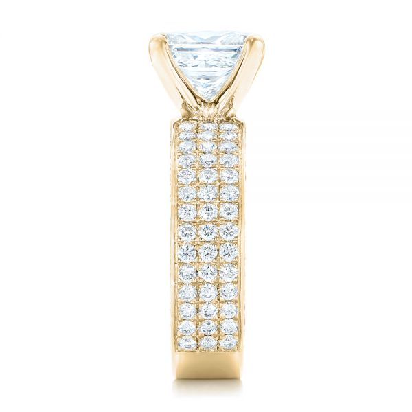 18k Yellow Gold 18k Yellow Gold Pave Diamond Engagement Ring - Side View - 102017