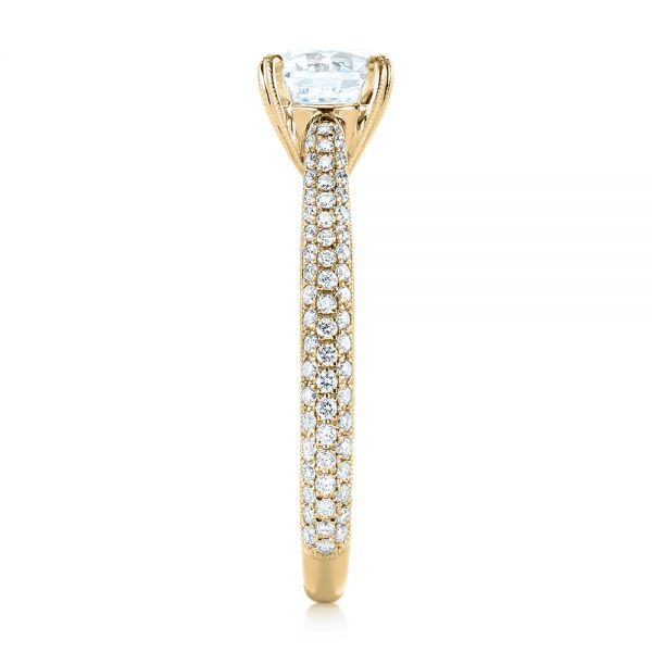 18k Yellow Gold 18k Yellow Gold Pave Diamond Engagement Ring - Side View -  103829