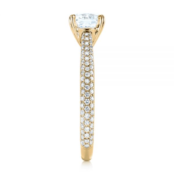 14k Yellow Gold 14k Yellow Gold Pave Diamond Engagement Ring - Side View - 103829