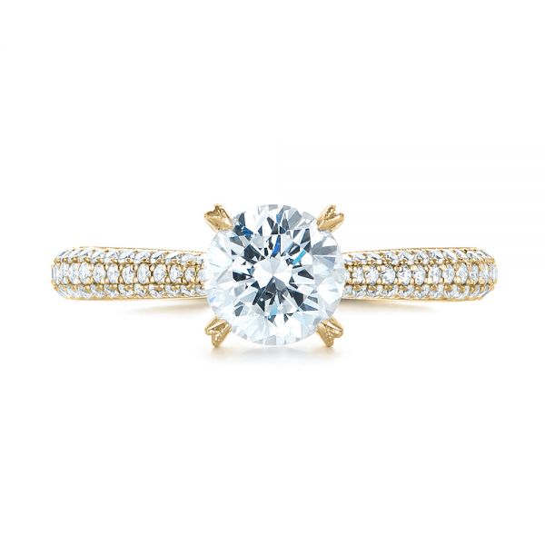 14k Yellow Gold 14k Yellow Gold Pave Diamond Engagement Ring - Top View - 103829