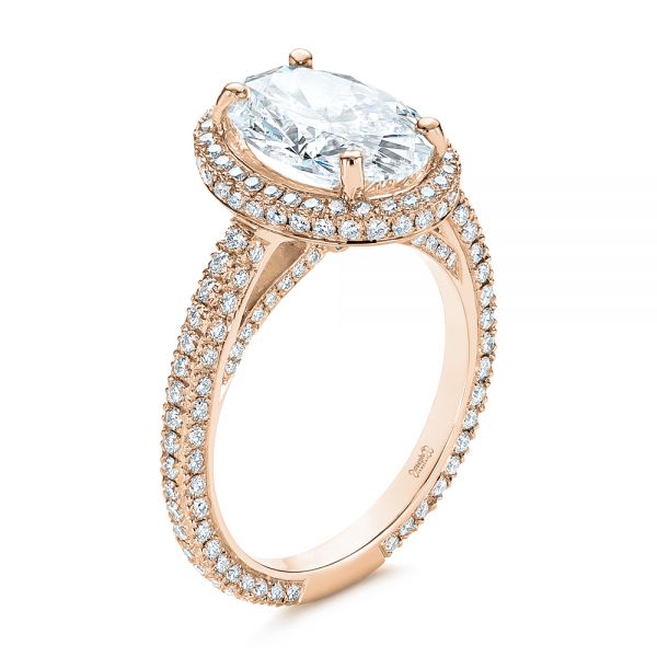 Pave Diamond Halo Engagement Ring - Image