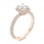 18k Rose Gold 18k Rose Gold Pave Diamond Halo Engagement Ring - Three-Quarter View -  106661 - Thumbnail