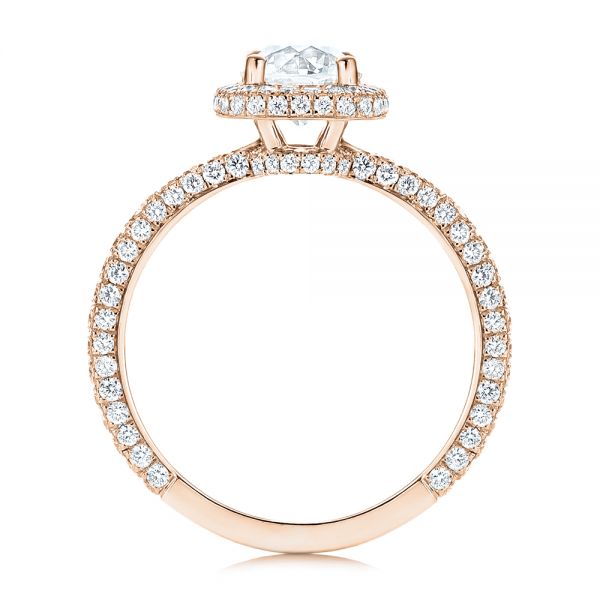 14k Rose Gold 14k Rose Gold Pave Diamond Halo Engagement Ring - Front View -  106661