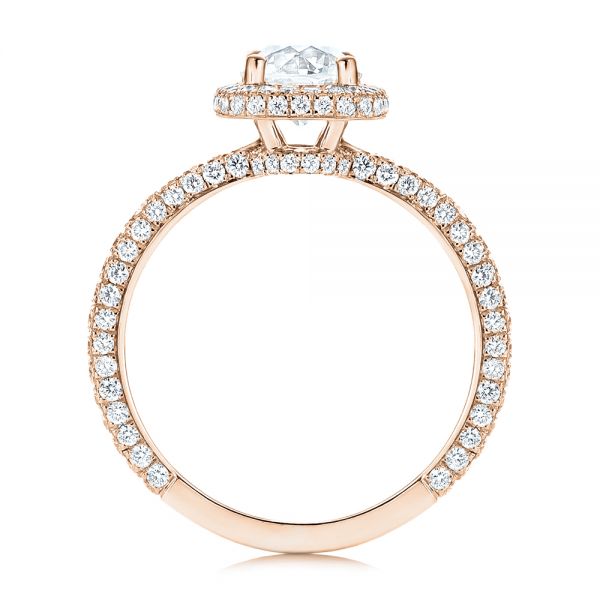 14k Rose Gold 14k Rose Gold Pave Diamond Halo Engagement Ring - Front View - 106661