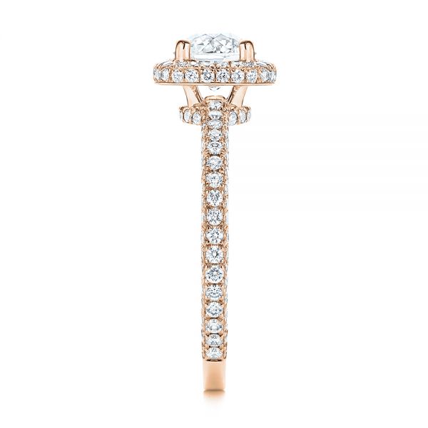 18k Rose Gold 18k Rose Gold Pave Diamond Halo Engagement Ring - Side View -  106661