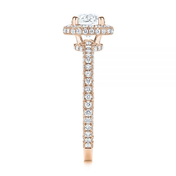 14k Rose Gold 14k Rose Gold Pave Diamond Halo Engagement Ring - Side View - 106661