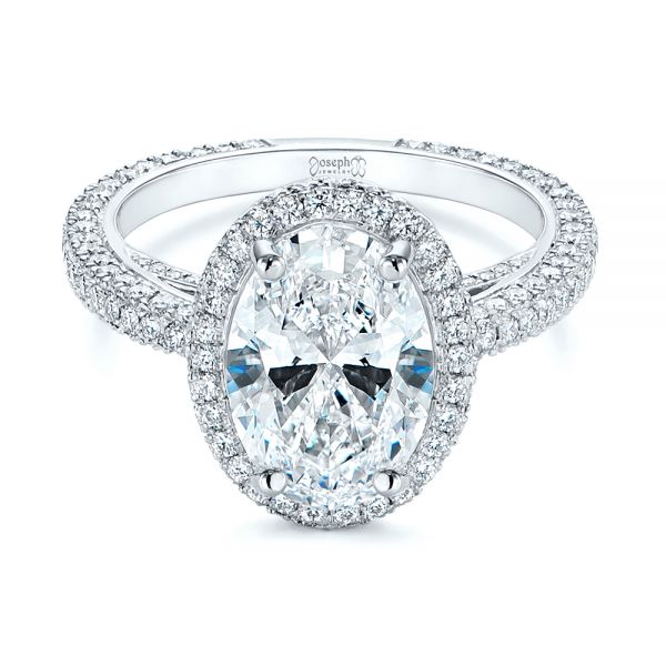  Platinum Pave Diamond Halo Engagement Ring - Flat View -  105230