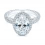  18K Gold 18K Gold Pave Diamond Halo Engagement Ring - Flat View -  105230 - Thumbnail