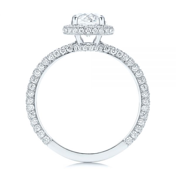 18k White Gold 18k White Gold Pave Diamond Halo Engagement Ring - Front View -  106661
