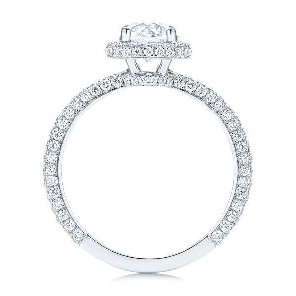 14k White Gold 14k White Gold Pave Diamond Halo Engagement Ring - Front View - 106661
