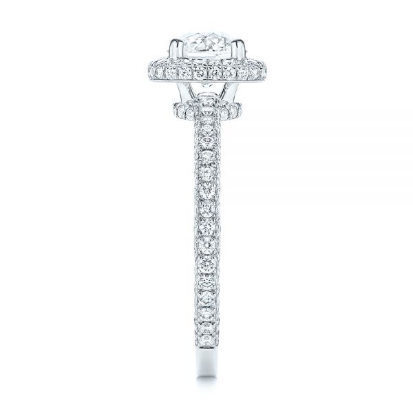 14k White Gold 14k White Gold Pave Diamond Halo Engagement Ring - Side View - 106661