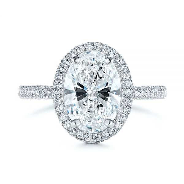 Platinum Pave Diamond Halo Engagement Ring - Top View - 105230