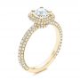 18k Yellow Gold 18k Yellow Gold Pave Diamond Halo Engagement Ring - Three-Quarter View -  106661 - Thumbnail