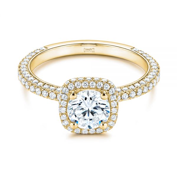 14k Yellow Gold 14k Yellow Gold Pave Diamond Halo Engagement Ring - Flat View - 106661